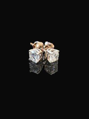 14 KARAT YELLOW GOLD NATURAL DIAMOND SOLITAIRE EARRINGS 1.00 CARAT SCREW BACKS